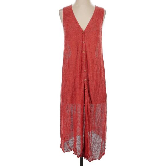 Cult Gaia Holly Linen Blend Tangerine Sleeveless Long Knit Top Cardigan Small - Picture 1 of 8